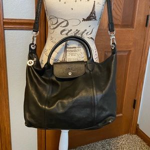 Longchamp Le Pliage leather crossbody/tote- Medium